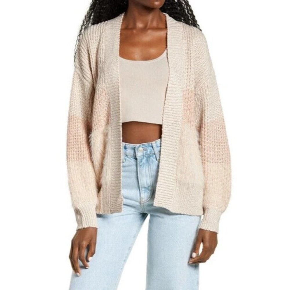 All In Favor Women's Colorblock Cardigan In Cream Size‎ S NWT